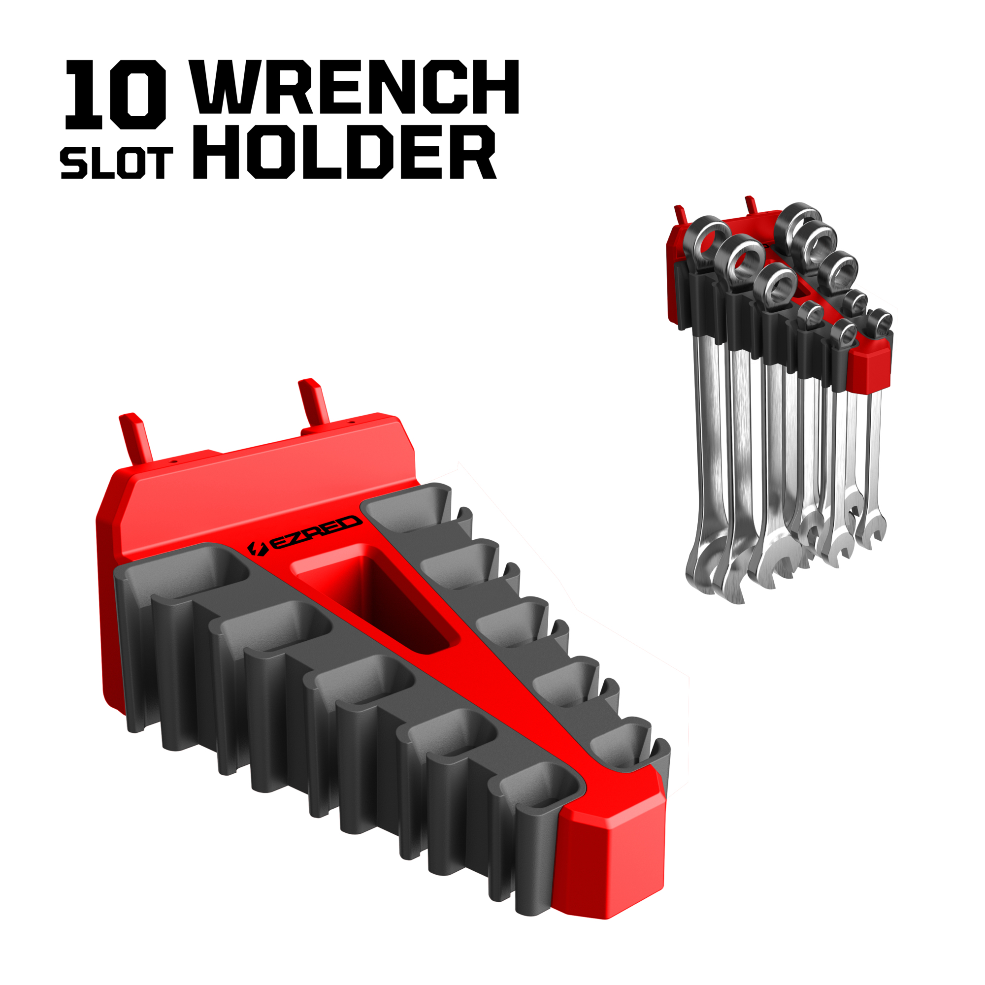 EZRED 10-Slot Peg Wrench Holder keeps tools organized & accessible